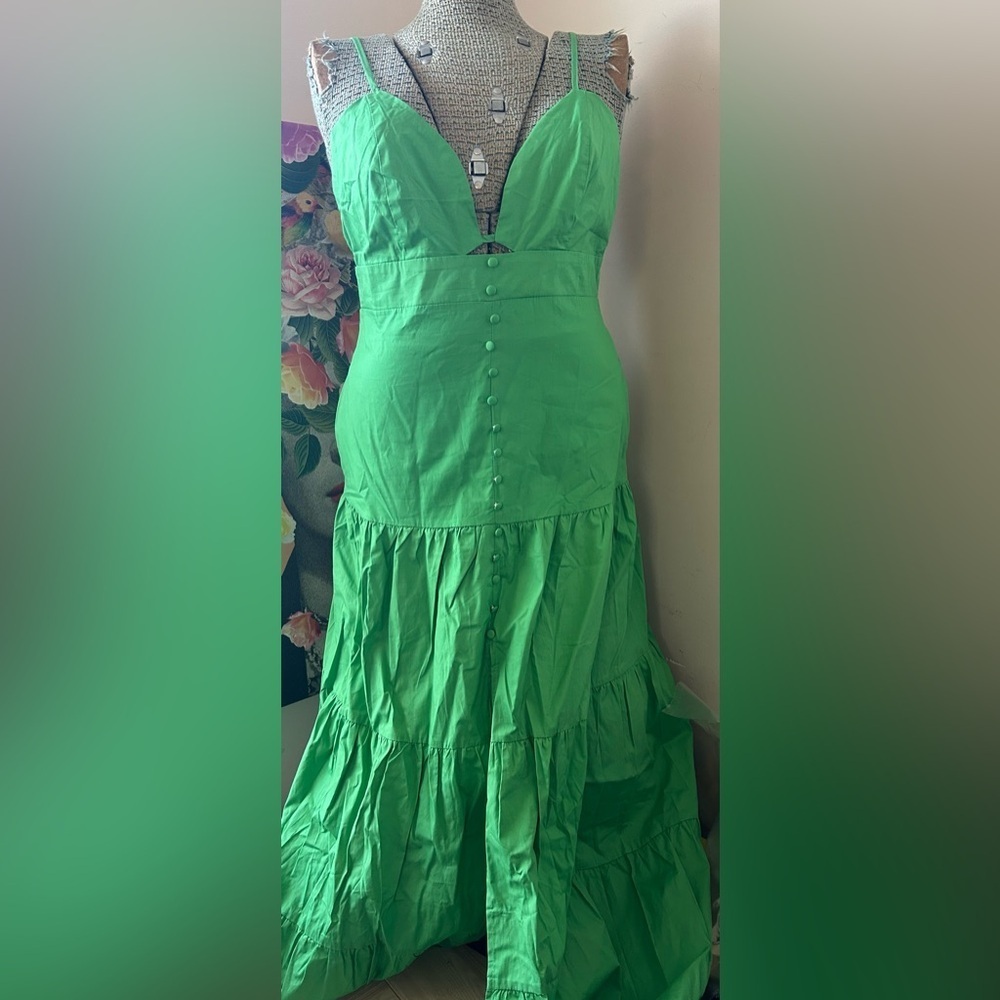 NWT TEA & CUP KELLY GREEN MELIA SUN DRESS. Sz. L. ABSOLUTELY STUNNING, SEXY - Picture 3 of 11